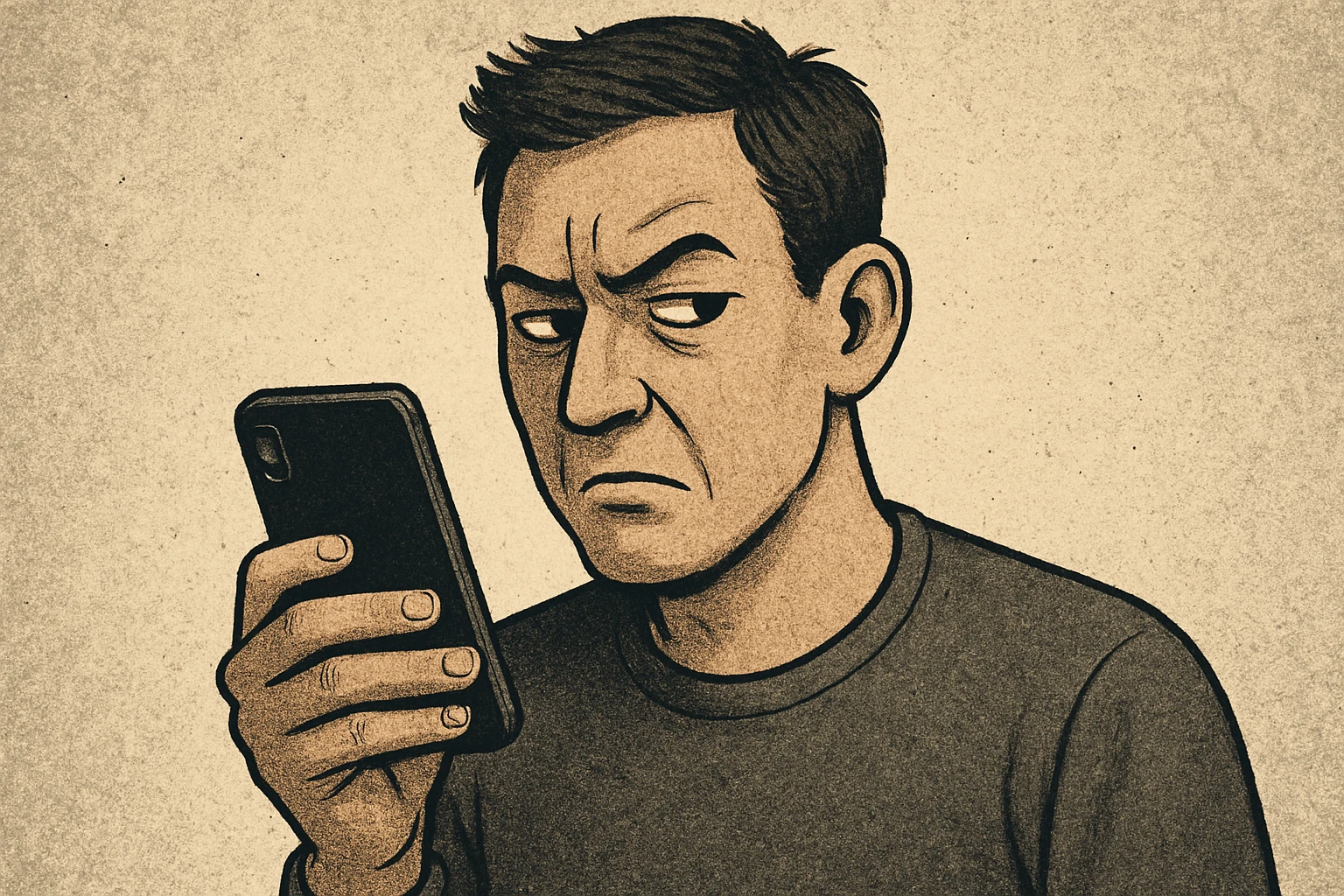 Is AI Spying on You? Protect Your Privacy Now - A person looking suspiciously at a smartphone, symbolizing data privacy concerns
