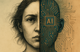 AI Ethics: Are We Creating a Monster? - Thought-provoking image of a human face split with an AI circuit board, symbolizing the tension between technology and humanity