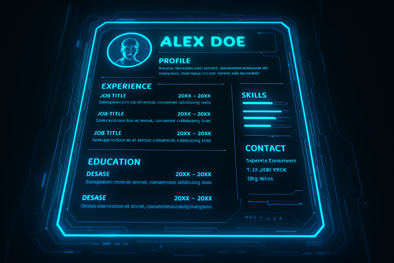 Unlock Your Dream Job with AI Resume Tips! - A futuristic resume on a digital screen, appealing to tech-savvy viewers