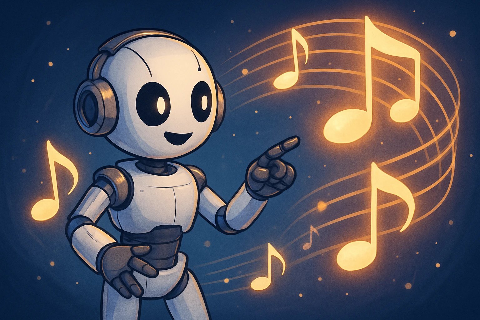 AI in Music: Innovations Sparking Change - An AI robot interacting with musical notes