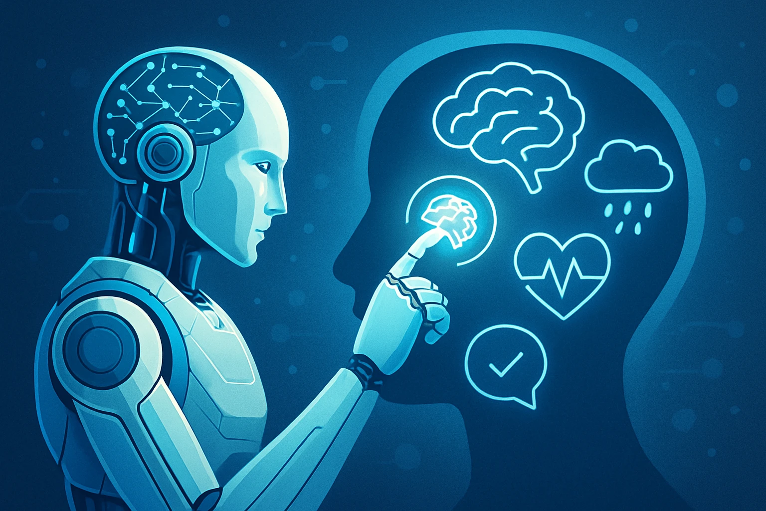 Unlocking AI's Role in Mental Health Care - Cutting-edge AI technology interacting with mental health elements