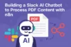 Slack AI chatbot processing PDF content using n8n – flat-style illustration