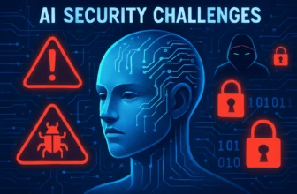 AI Threats: Facing Smart Cyber Attacks Today - A futuristic image depicting AI security challenges