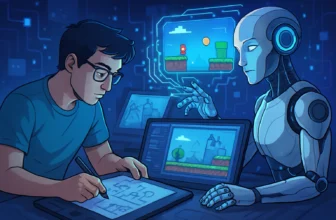 How AI is Transforming Game Design Forever - Futuristic scene showing AI integrating with human creativity in game design