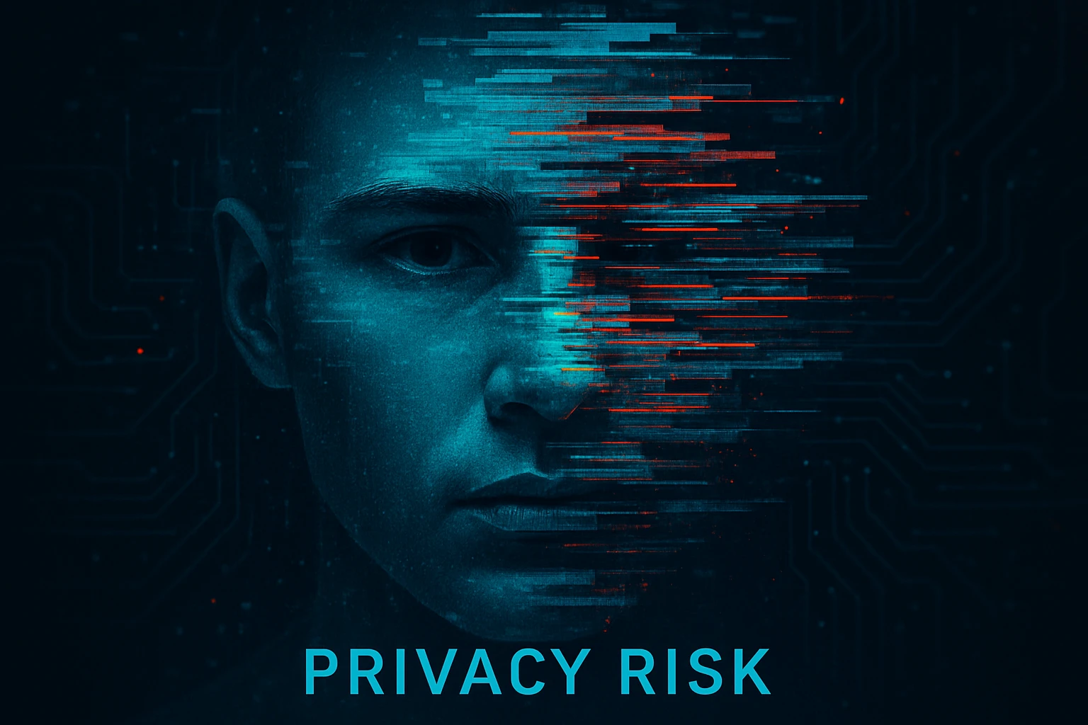 Protect Privacy Against Deepfakes Now! - A futuristic image showing a face morphing digitally, symbolizing privacy risk