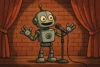 AI Comedy: A New Era of Hilarious Content - Illustration of a robot performing stand-up comedy on stage