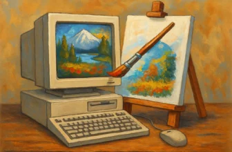 AI in Art: Revolution or Creative Fad? - Computer with a paintbrush creating art on a canvas