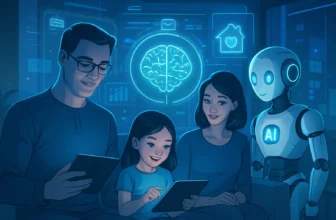 AI Nannies: Navigating Safety & Ethics - A futuristic depiction of family life with AI integration