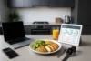 AI Nutrition: Your Smart Health Revolution - A modern kitchen with tech devices and a healthy meal setup